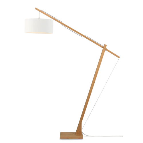Good&Mojo Vloerlamp Montblanc bamboe h.207/kap 47x23cm eco linnen, wit